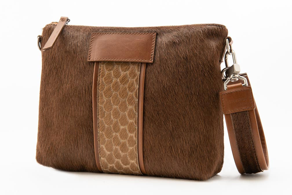 Brown Hair on Hide Camino Clutch