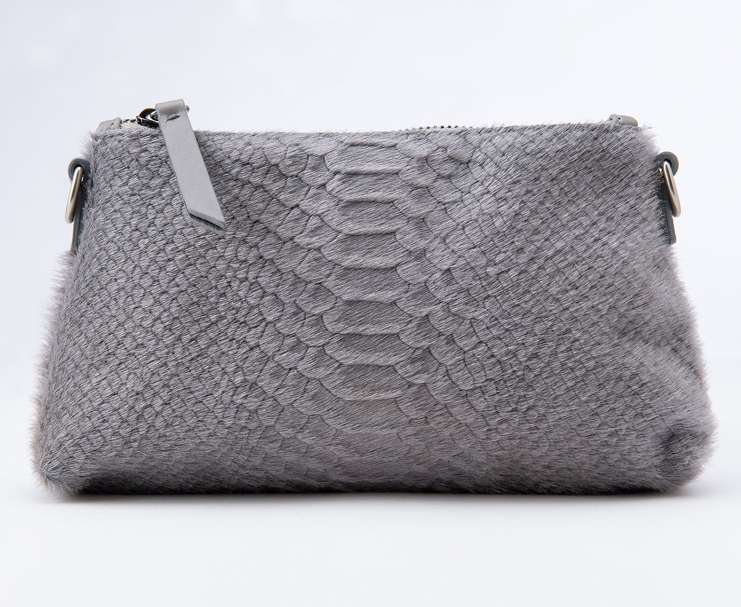 Grey Python Embossed Hair on Hide Patina Pouch
